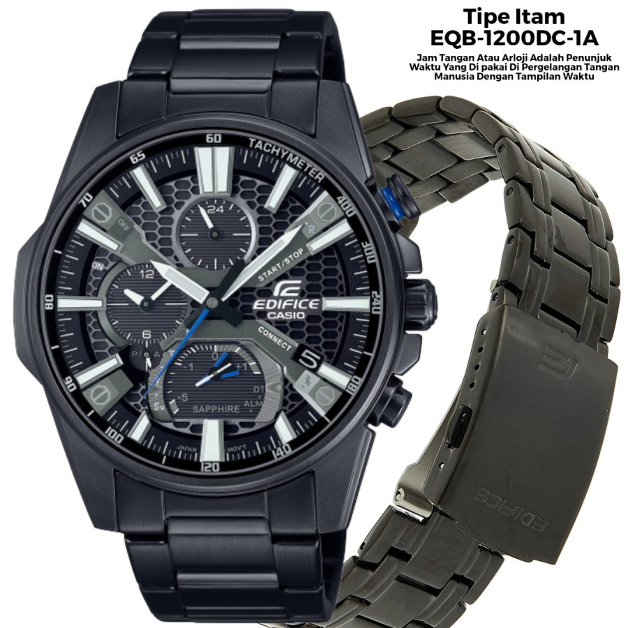 New Jam Tangan Casio Edifice EQB-1200 / EQB-1200DC-1A Quartz Strap Stainless Jam Tangan Pria Import 