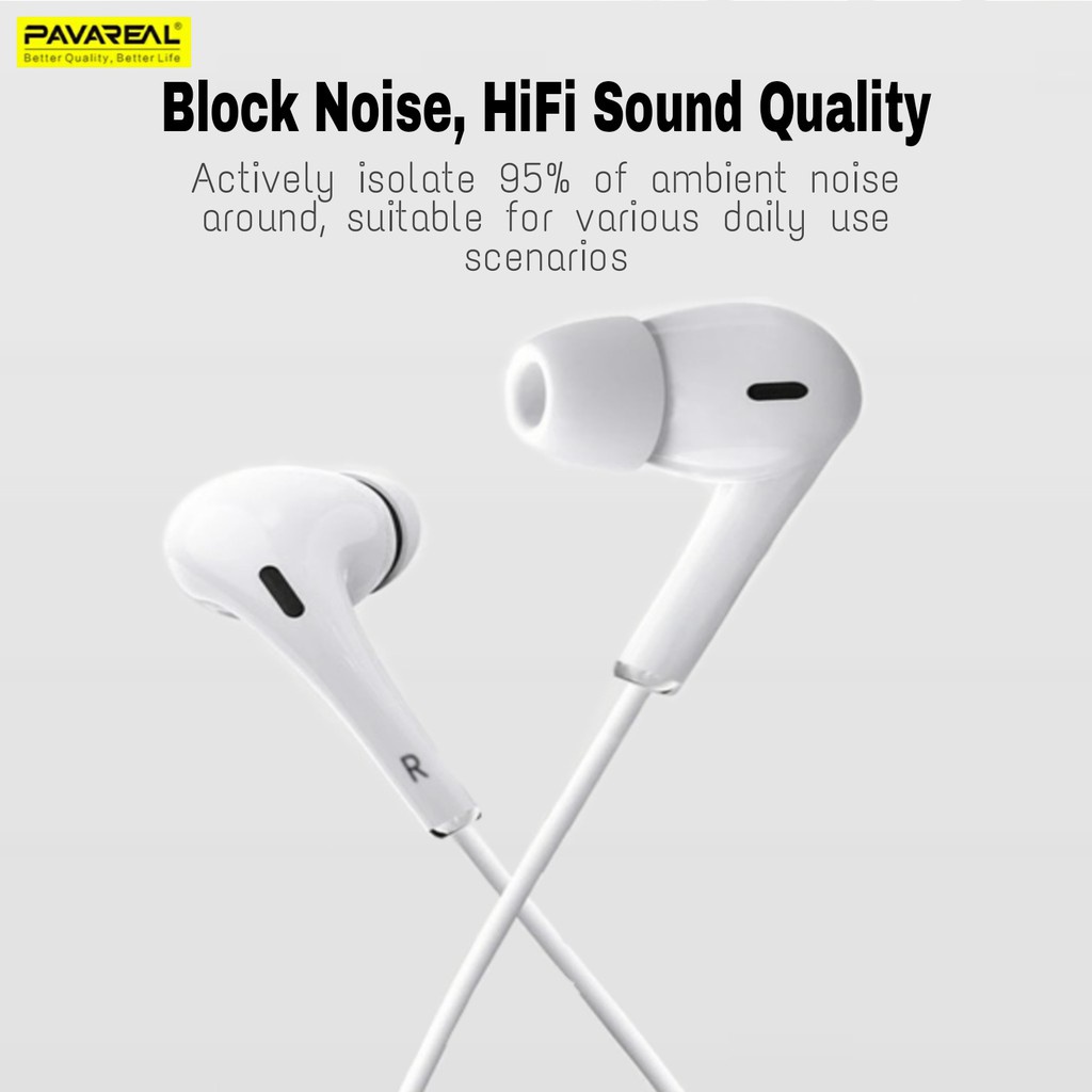 Pavareal Headset Handsfree Earphone PA-E63 Lightning Aux Type C Super Bass HiFi HD OCEANMART OCEAN MART Aksesoris Handphone HP Murah Grosir