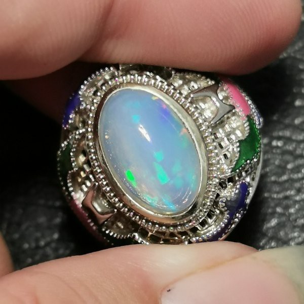 CINCIN BATU AKIK PERMATA NATURAL KALIMAYA KRISTAL WHITE OPAL WELO Ist 10