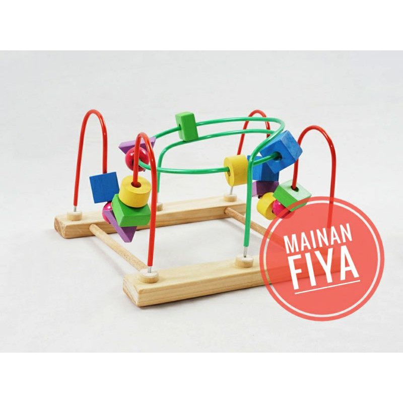 Mainan Edukasi Anak Kawat/ Wire Game 3 Alur Bentuk Geometri Warna Warni Bahan kayu,besi kawat,selang
