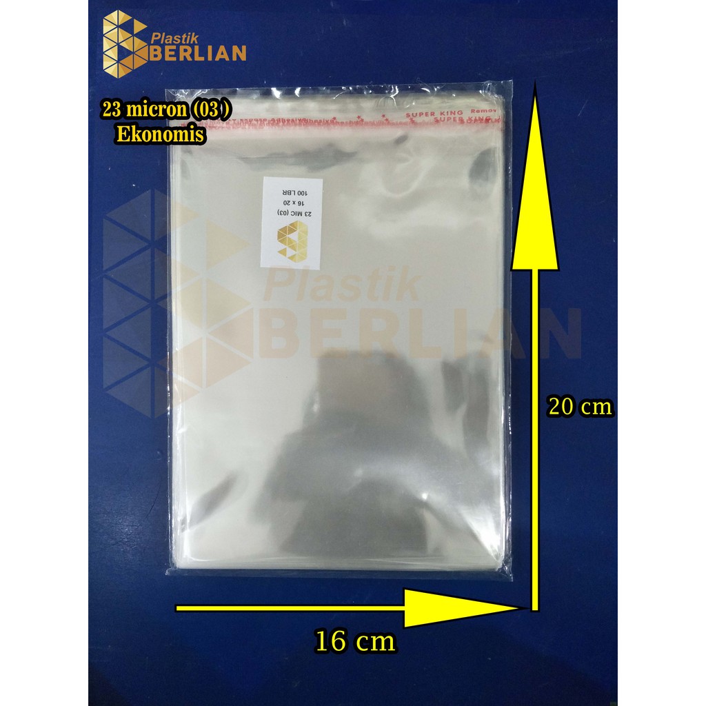 

16 x 20 cm Plastik OPP EKONOMIS 23micron (100 lbr) (lem/seal)
