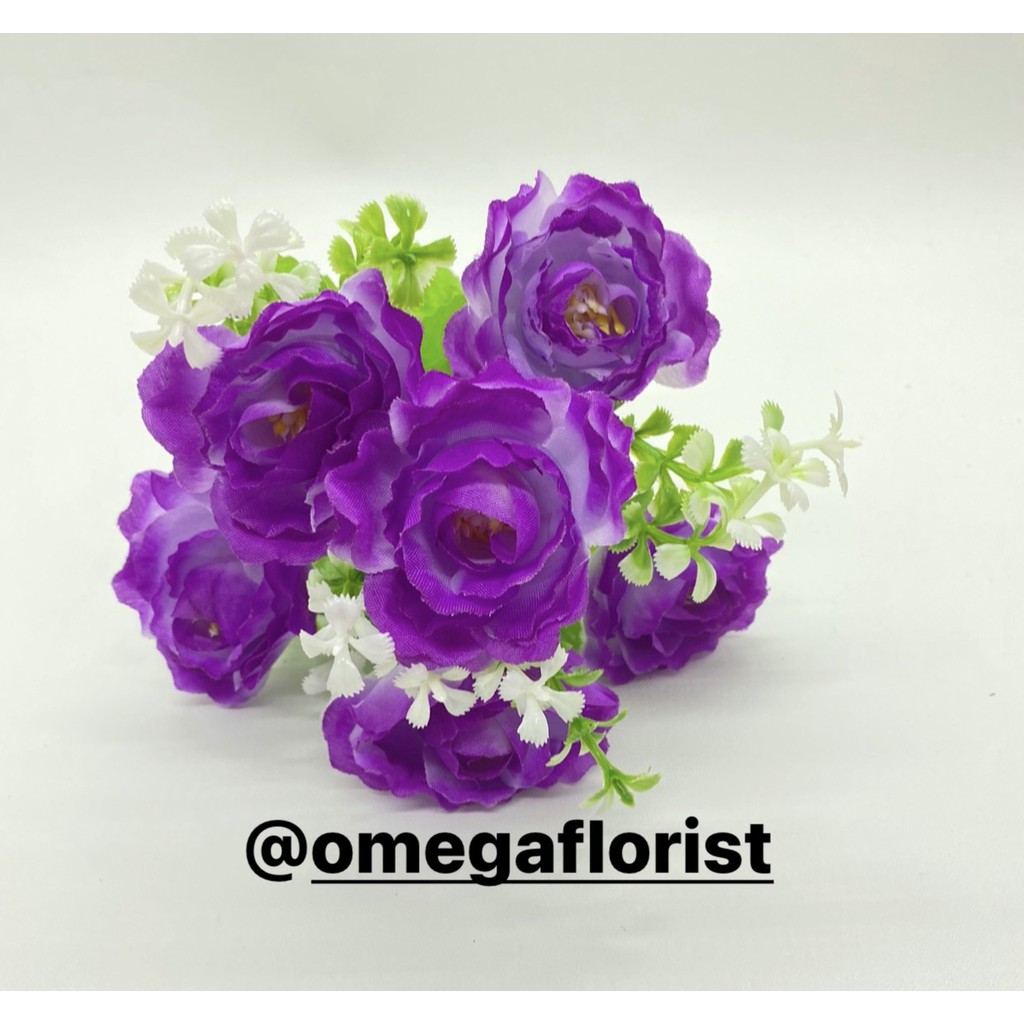 Rose Kamelia Kecil X6 Bunga Artificial/Bunga Plastik/Bunga Dekorasi/Dekorasi Pernikahan/Pernikahan-Ungu