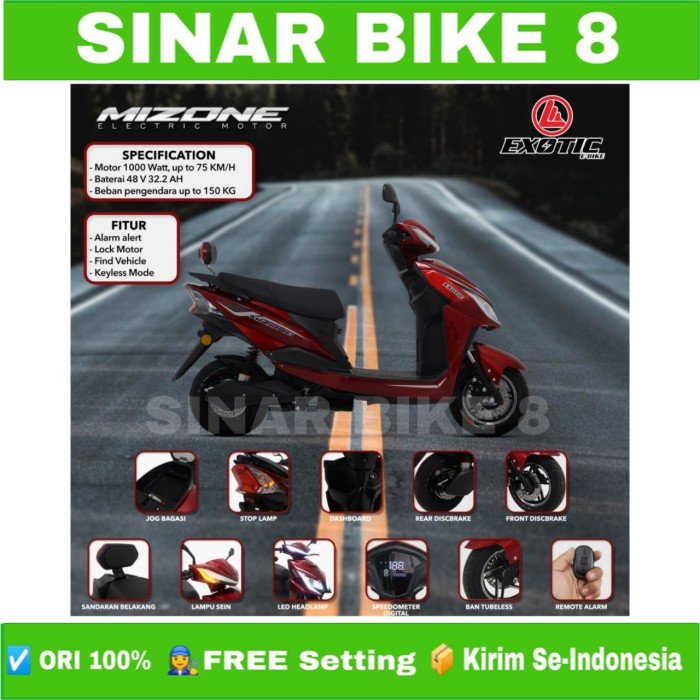 Sepeda Motor Listrik Electric E Bike EXOTIC MIZONE 1000 Watt