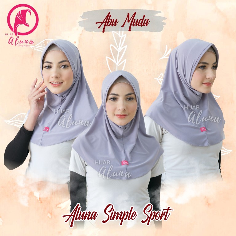 Instant Simple Sport By Hijab Aluna Official | Kerudung | Jilbab | Hijab | Hijab Instan | Jilbab Instan | Jersey Stella-Abu Muda