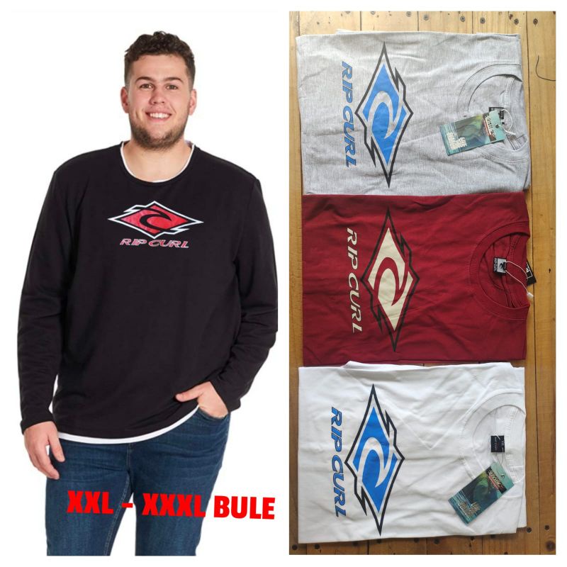 kaos pria lengan panjang jumbo rip curl xxl xxxl