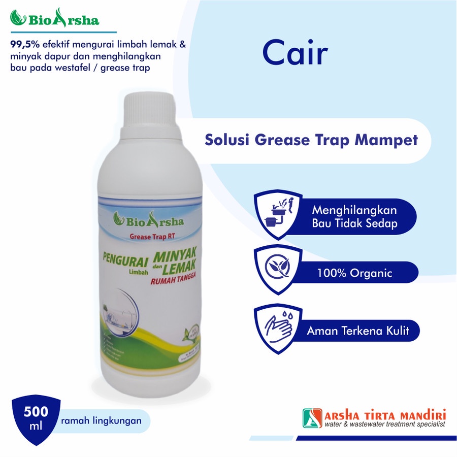 BIOARSHA Bakteri Cair Pengurai Lemak Minyak/Grease Trap Rumah Tangga 500ml