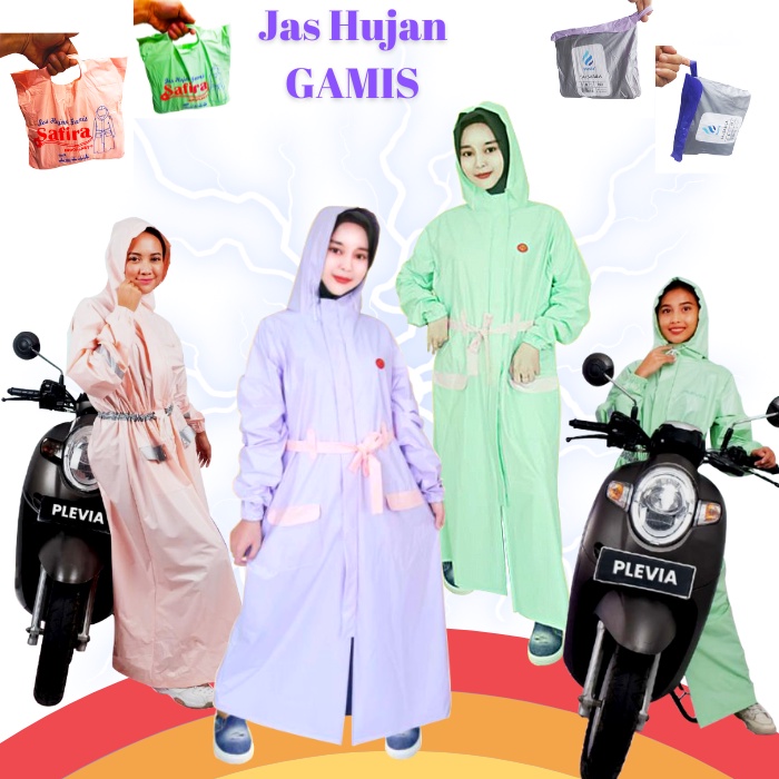 Jas Hujan Gamis Jas Hujan Wanita Muslimah Mantel Mantol Hujan Wanita Jumbo PVC Anti Rembes