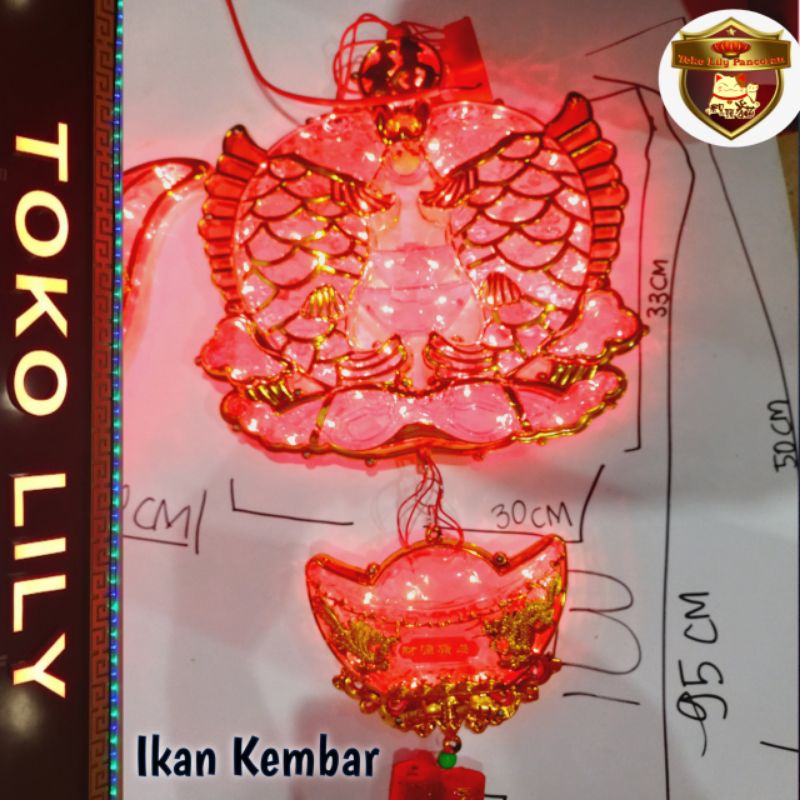 Lampu LED ikan Imlek / Lampion Imlek Motif Ikan LED / Lampu Gantung Imlek