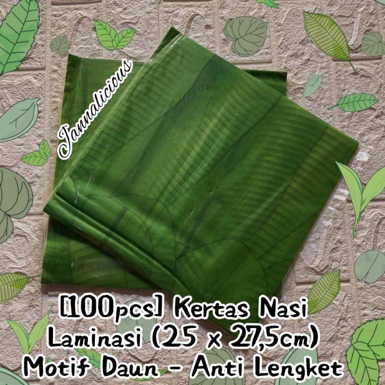 

[PRODUK 0PEIH] Kertas Nasi Laminasi Anti Lengket ~ Motif Daun Pisang Uk. 25x27,5cm 9BR