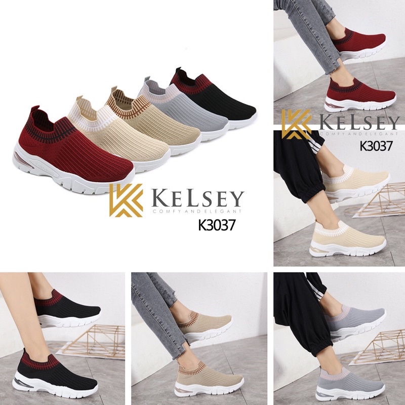 (GRATIS ALAS KAKI) Nicole Sepatu Sneakers Air Boots Wanita 4cm Kelsey / Sepatu FlyKnit Sneakers Wanita K3037