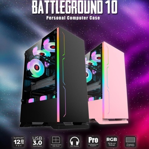 CASING PC KOMPUTER SIMBADDA BATTLEGROUND 10 TEMPERED GLASS CASE GAMING