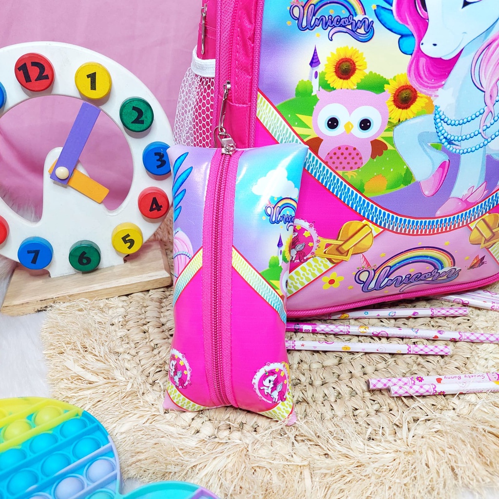 Tas Anak Perempuan -  Lol Unicorn Hello Kitty Boba Berbonus - Ransel Lol Unicorn BAnak - Tas Sekolah Anak SD Karakter - Tas Anak Perempuan SD Gratis Botol Dan Misting-Tas Sekolah Anak Perempuan Karakter Lucu - Joyashuz