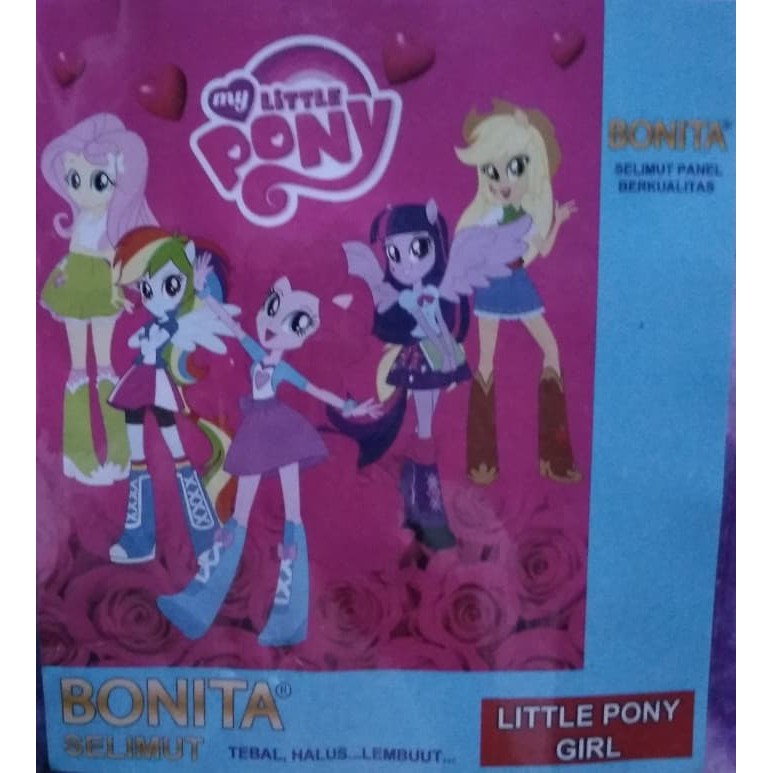 SELIMUT BONITA LITTLE PONY GIRL BLANKET PINK MAWAR KUDA PONI LOVE HATI