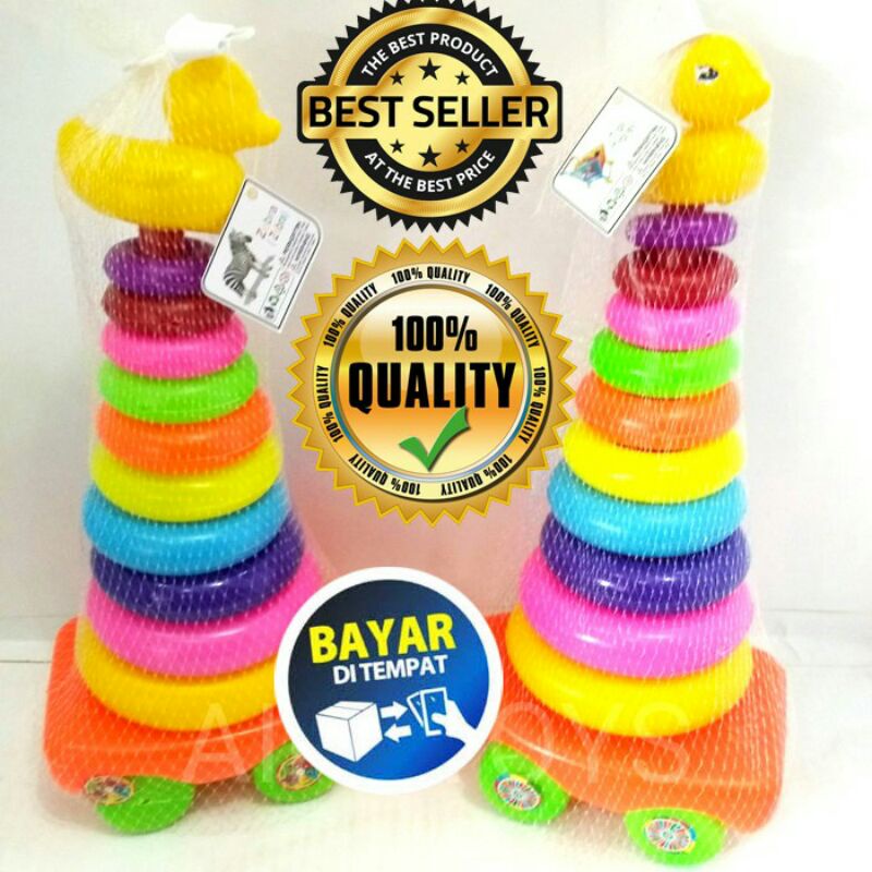 ( BISA COD ) Mainan Edukasi Anak Ring Donat Susun Roda B446 Jumbo Plus Bebek