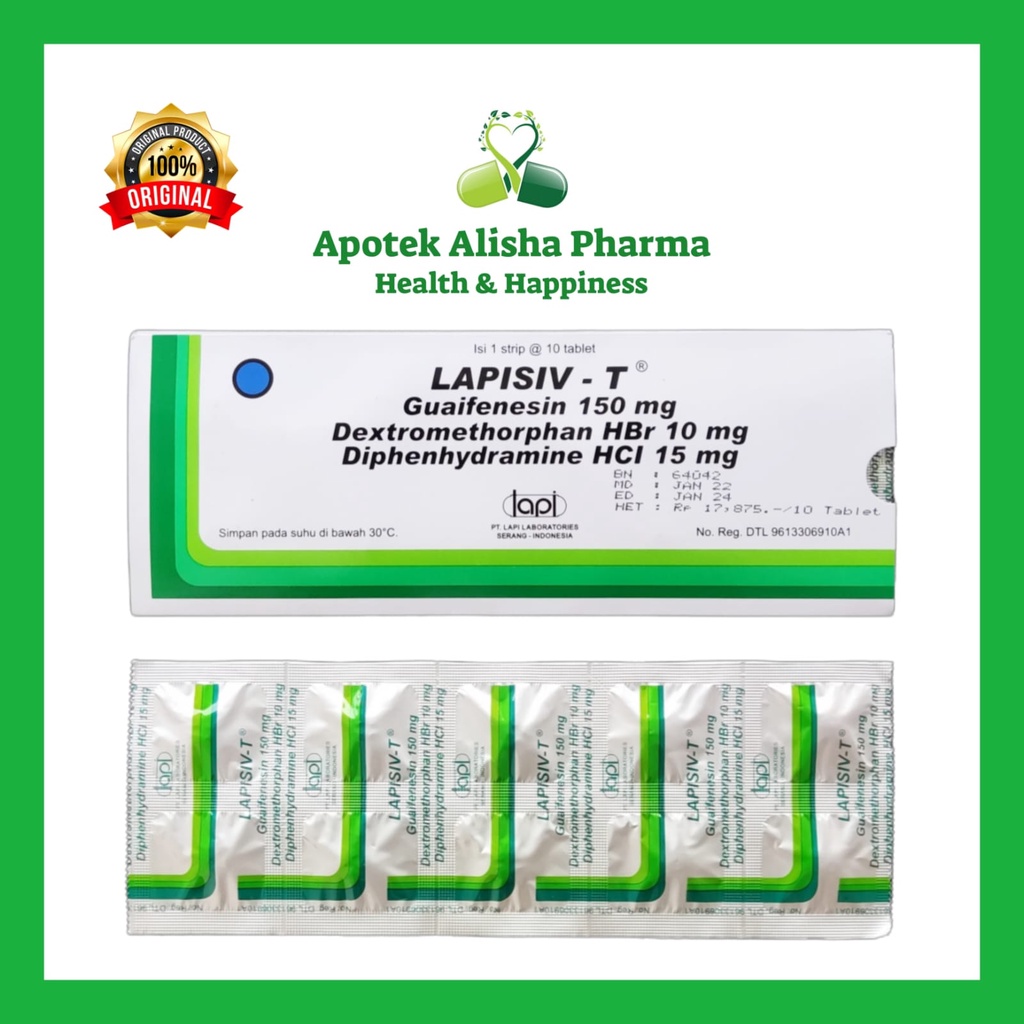 LAPISIV-T Strip 10 Tablet-Lapisiv T Tablet Obat Batuk Kering/Batuk Alergi/Batuk Berdahak/Lapisif T/Lapisip T tablet