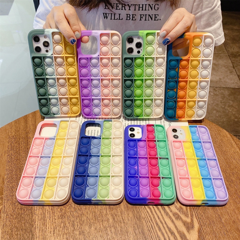 Case Pop IT Oppo A15 A16 A31 A3S A33 A53 A5S A12 A7 A11K A5 A8 A9 2020 F11 SoftCase Rainbow Push Its