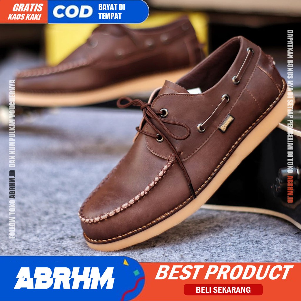 ABRHM x DAVIS Sepatu  Kasual Pria Sepatu Pria Casual Kulit Asli Kerja Cowo/Cowok Ori Santai Sepatu Semi Formal Kuliah Kondangan Gaya keren Kekinian Murah Terlaris