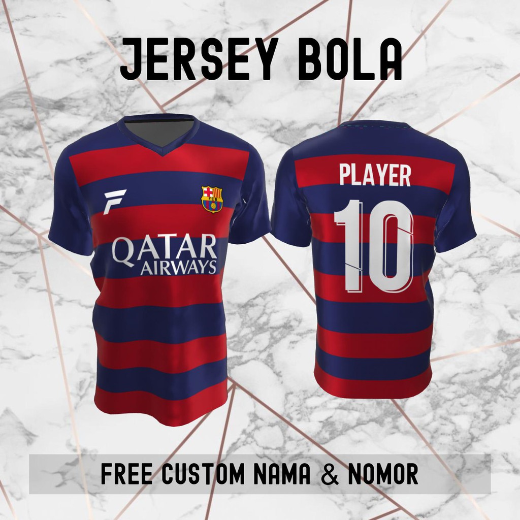 Jersey Barcelona Klub Bola Baju Kaos Custom Nama dan Nomor Punggung - 89