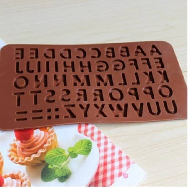 Cetakan Coklat Silikon Huruf Alfabet Besar Es Batu Puding Silicone Mold