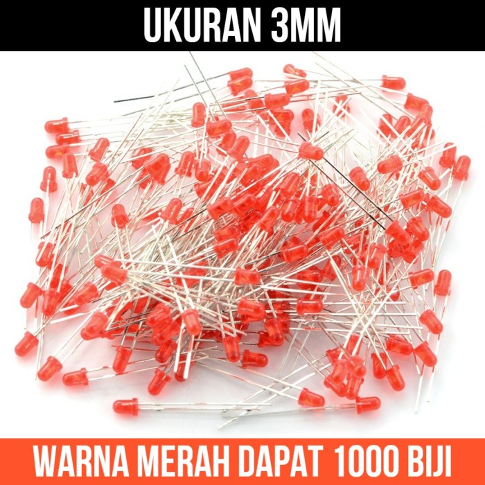 LED Merah Red 3mm 3 mm1000pcs 1000 pcs pack pak 1 plastik