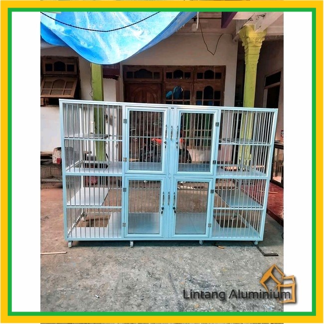 Kandang Kucing Aluminium MINIMALIS / 4 pintu BIRU