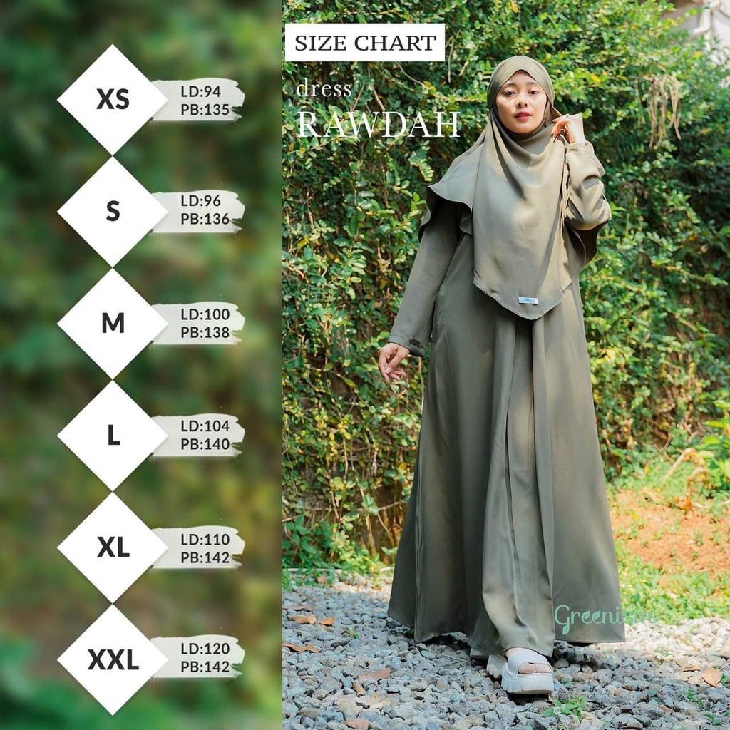 Greenism Rawdah Gamis &amp; Khimar Quality Premium Syari'i Dress - Gamis Only