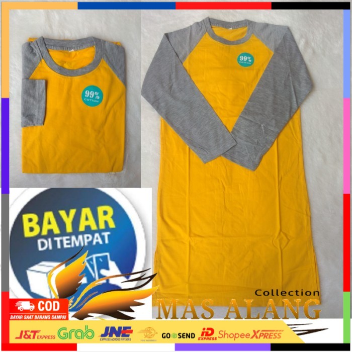 ✨ BISA COD ✨ KAOS TUNIK WANITA MUSLIM LENGAN PANJANG KUNING ABU - KUNING ABU, M