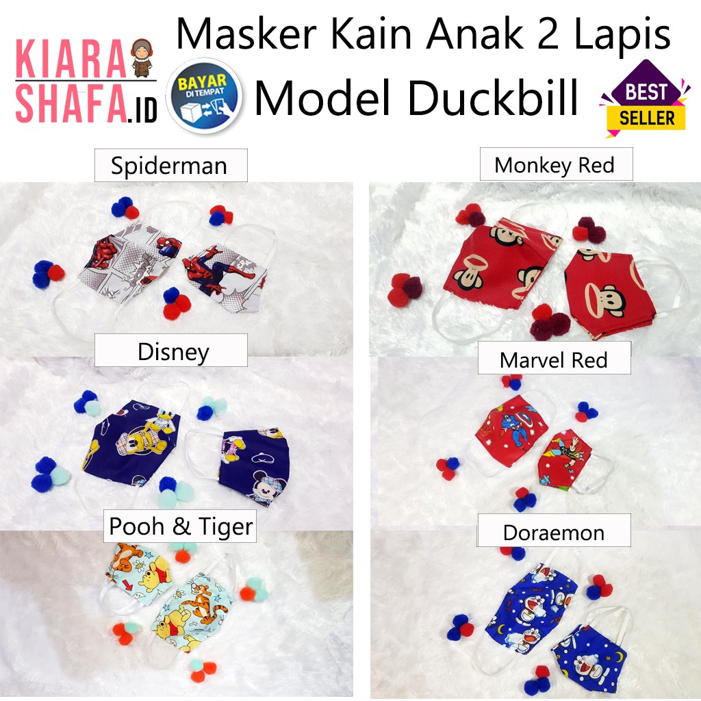 Masker Anak - Masker Kain Anak - Masker Anak Karakter 2 Lapis