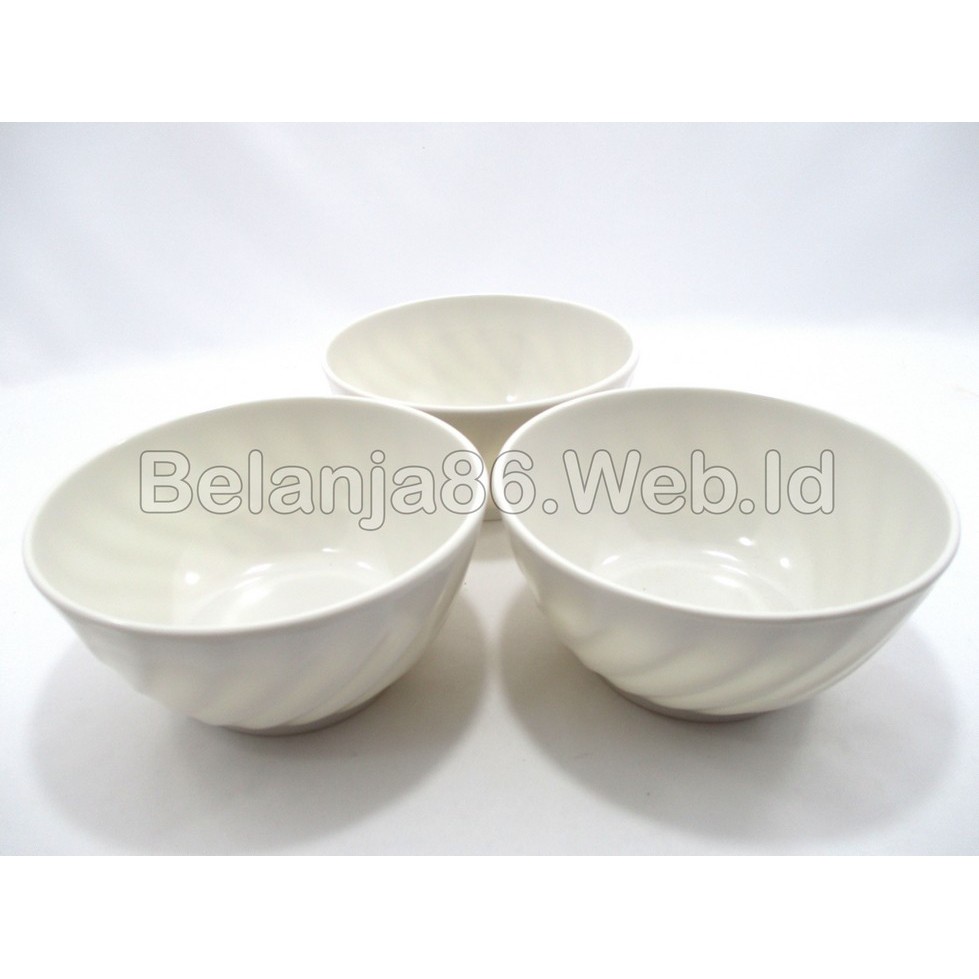 3 Pcs Mangkok Melamin Unika - Unica M9060 Putih