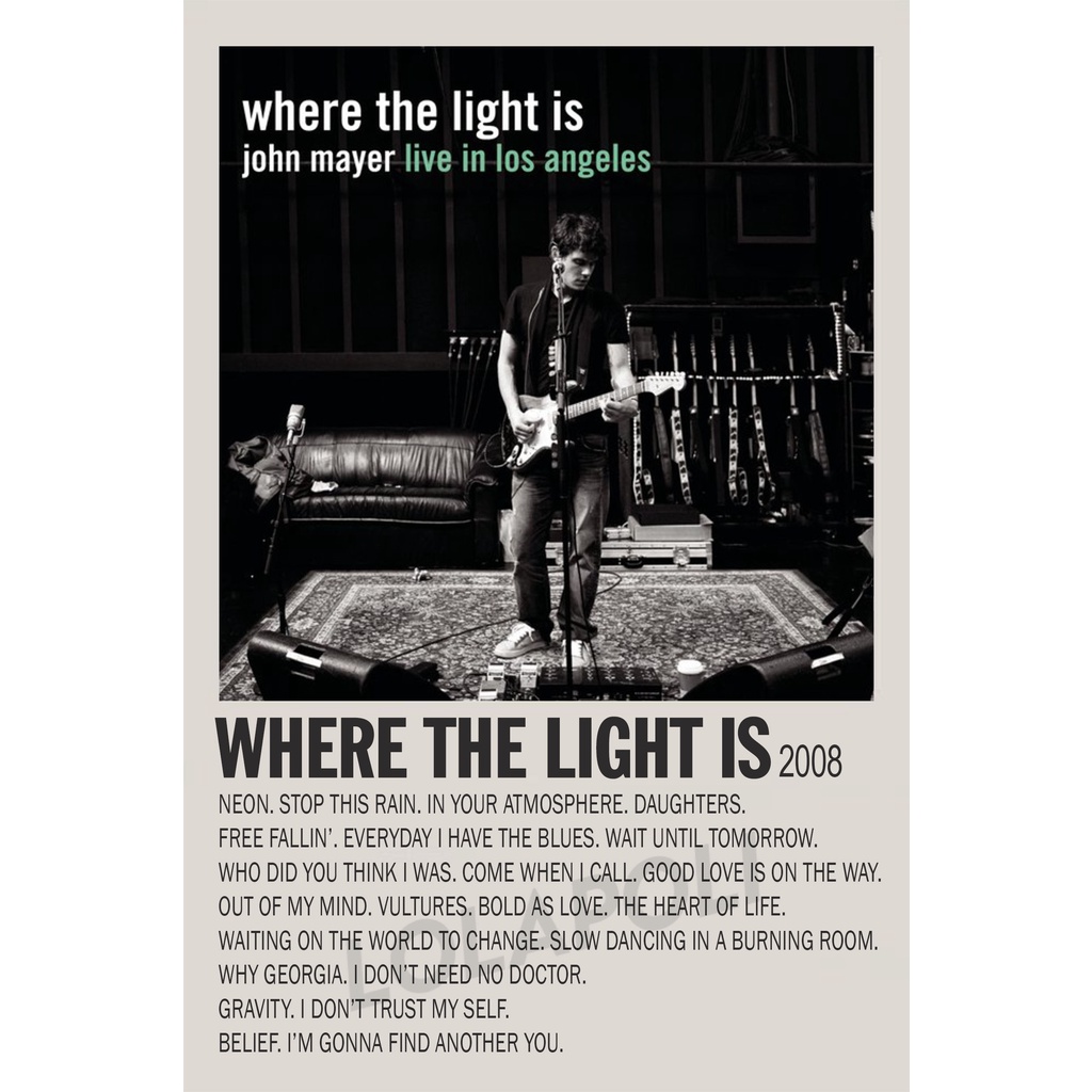 Poster Cover Album Where The Light Is - John Mayer