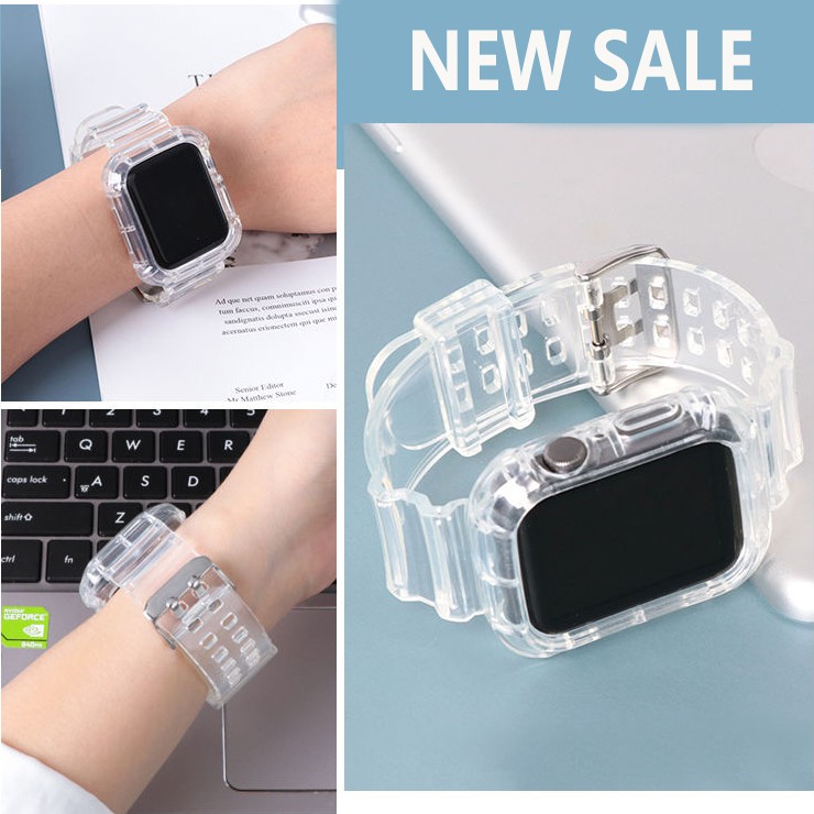 APPLE WATCH Transparent Strap iWatch 7 41mm 45mm 360° Protective TPU Band Limited Edition Glacier Strap