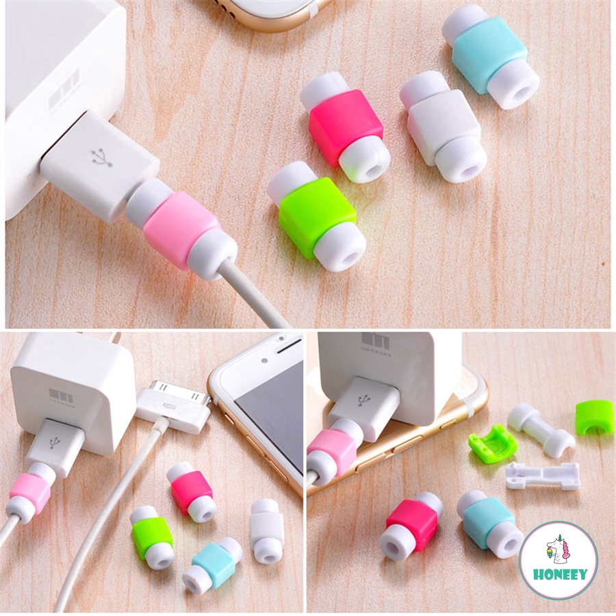 Cable Bite 4pc Pelindung Kabel Data / Charger USB Untuk IPhone / Samsung