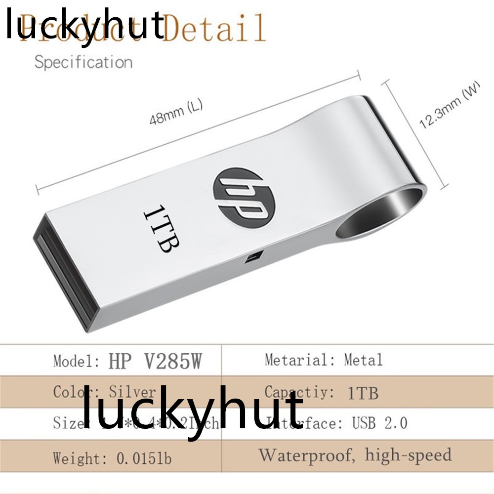 Pendrive 2TB Kapasitas HP 1TB 128GB 16GB 32GB 64GB USB 2.0 Bahan Metal Tahan Air