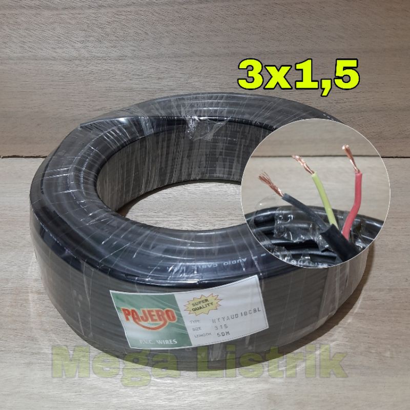 kabel audio kabel listrik isi 3 serabut tembaga 3x1,5 kabel meteran