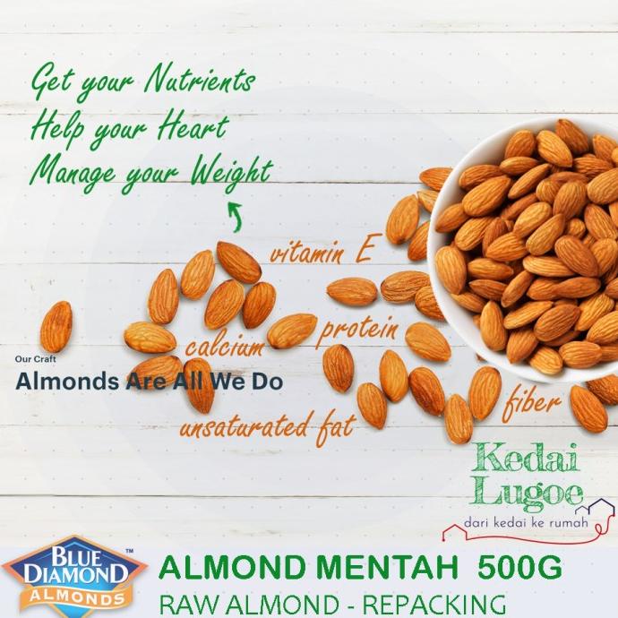 

Almond Mentah - Blue Diamond Raw Almond 500gr Repacking