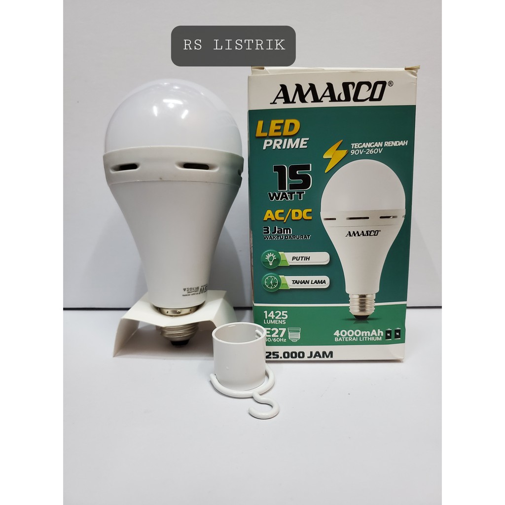 Lampu emergency led amasco prime 15w ac dc