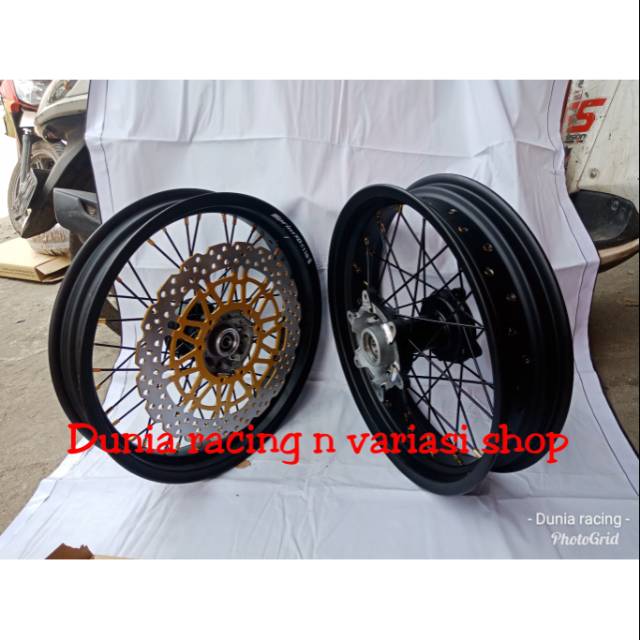 Paketan Velg CRF 150 Velg Supermoto ring 17 CRF khusus Piringan depan Lebar Tromol Ori CRF