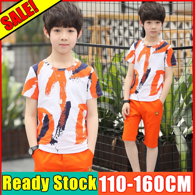 YEALON 2Pcs Set Baju  Anak  Laki Laki  110 160cm Kaos Anak  