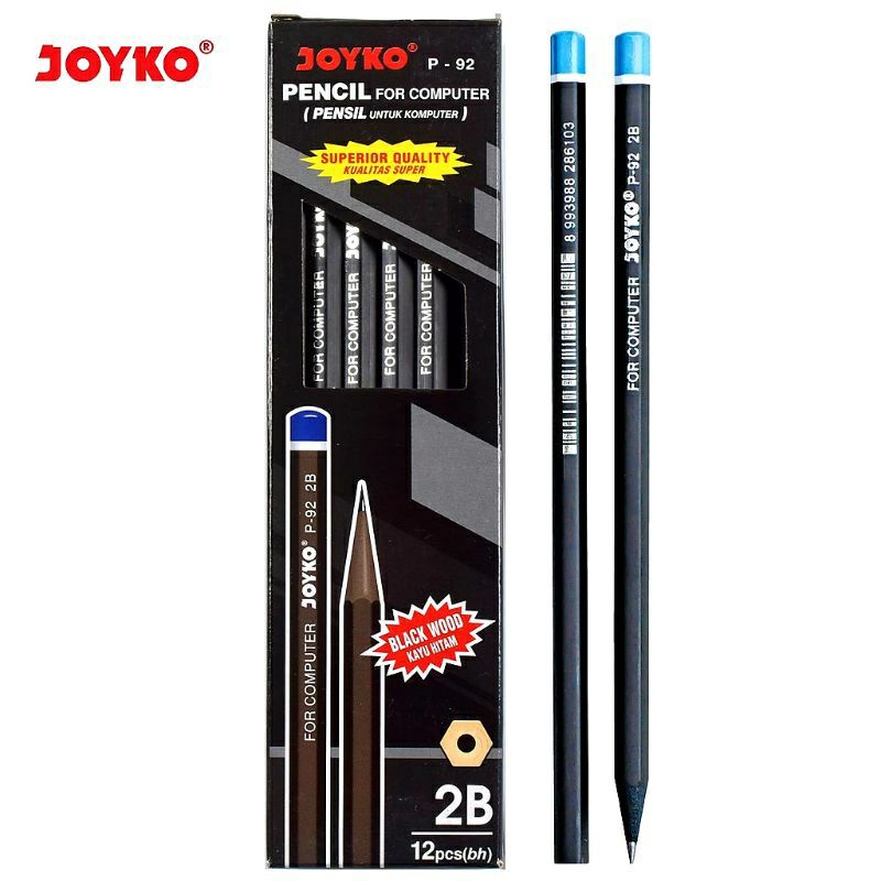 

PENSIL 2B JOYKO P-92 DENGAN KAYU HITAM YANG SUPER KUAT ISI 12 PCS
