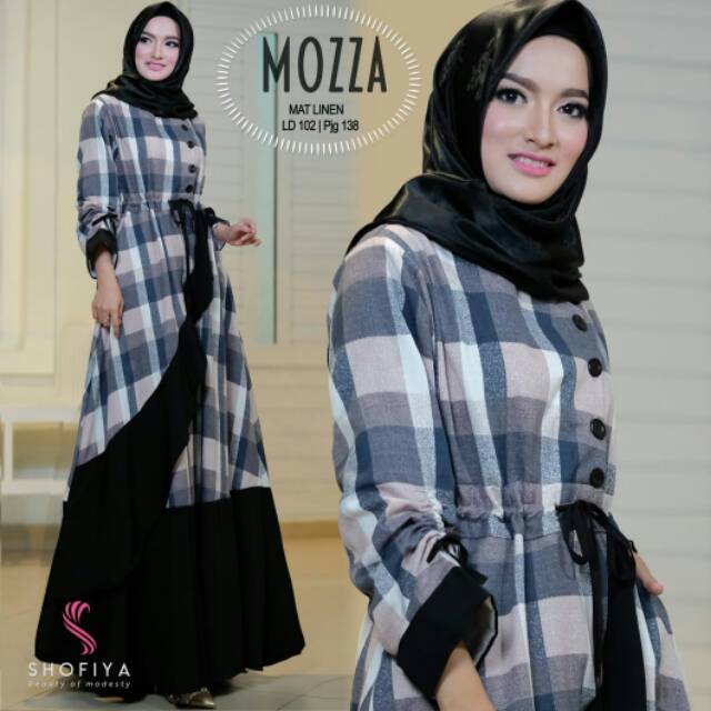 Dress Kotak Mat Linen Mozza Ori Shofiya