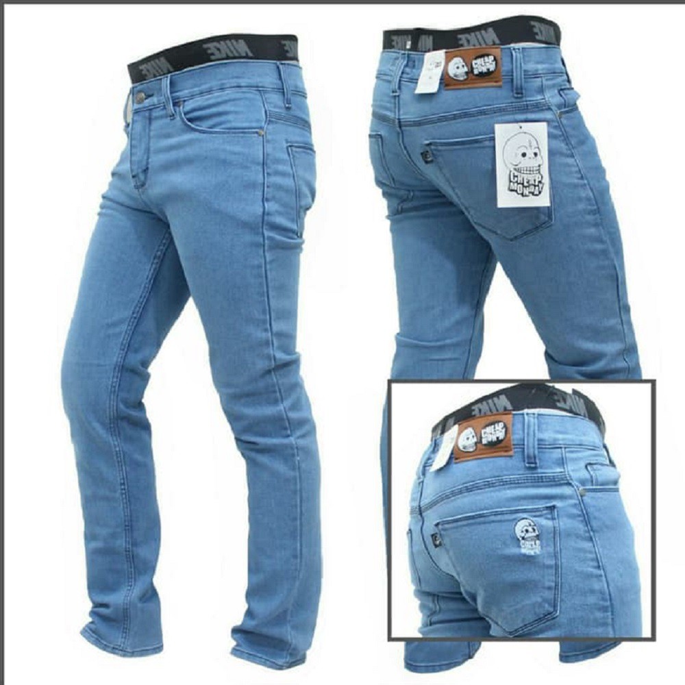 Celana Soft Jeans Melar Pria / Pensil Strecth Slimfit Skinny Laki Warna Bioblitz