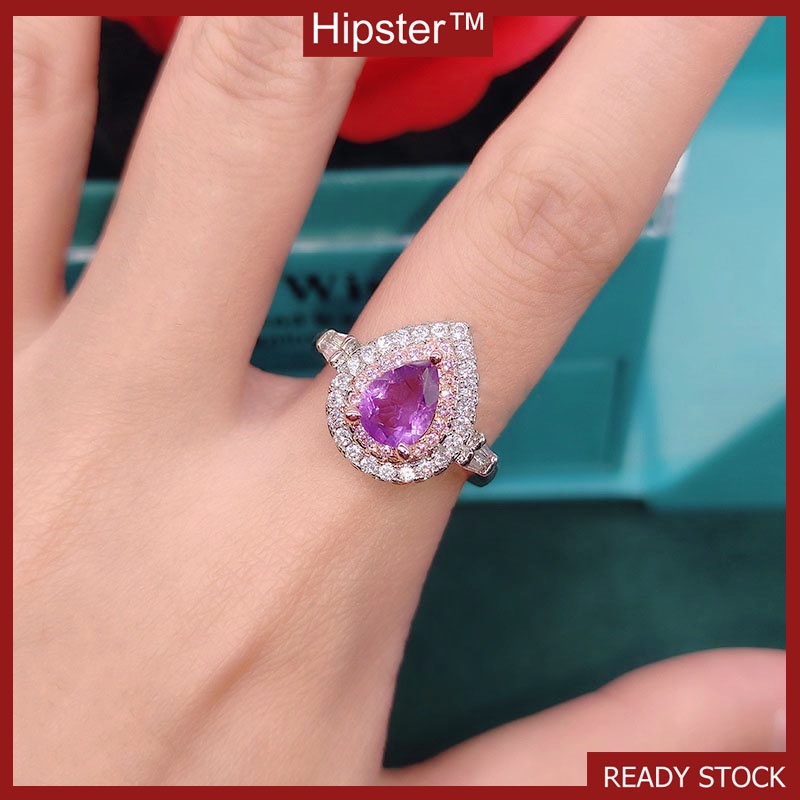 New Luxury Ring Natural Amethyst Open Women