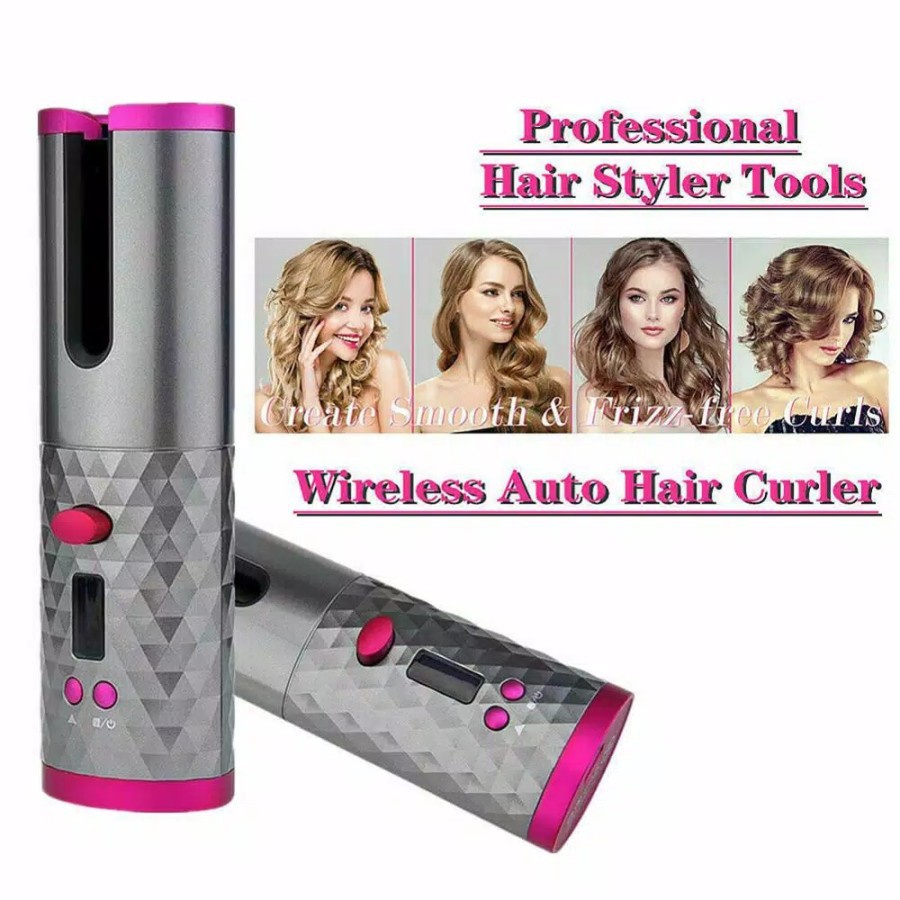 NA - cordless automatic hair curler catok portable keriting tanpa kabel