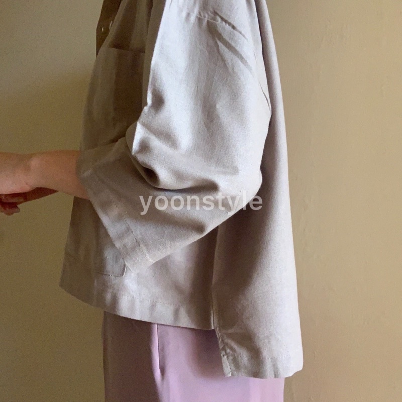 YOON - ARKA crop oversize shirt | kemeja crop linen | kemeja oversize linen