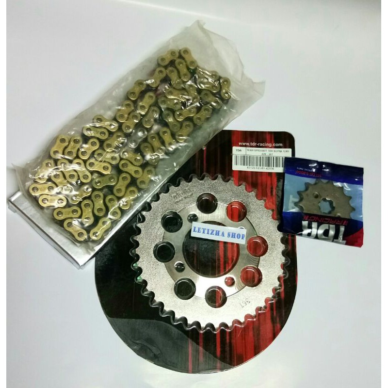GIR GEAR PAKET DEPAN+BELAKANG TDR RACING+RANTAI 428H-104 CHOHO ASTREA GRAND LEGENDA PRIMA