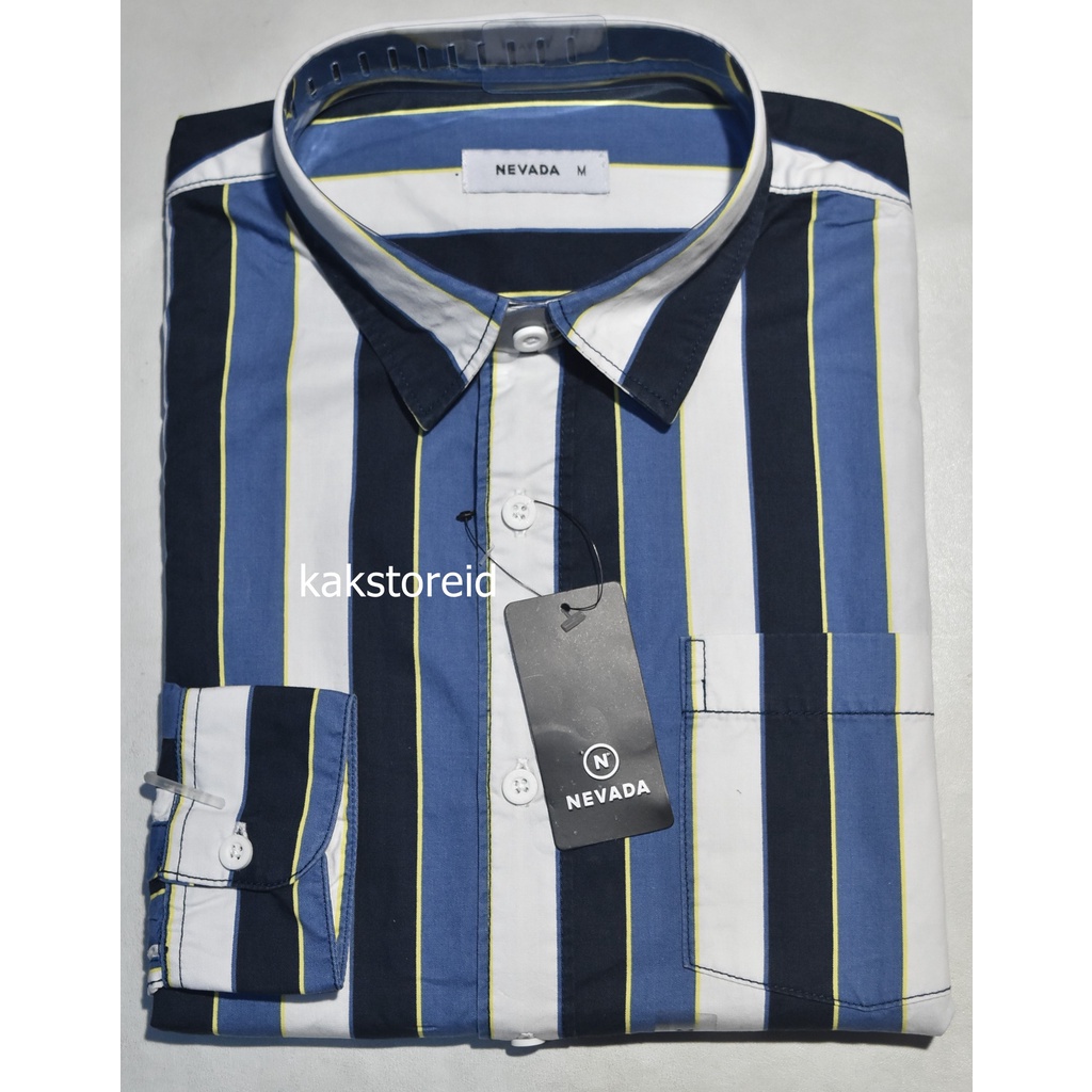 Kemeja Pria Nevada Navy Lengan Panjang OWE 173 ORIGINAL
