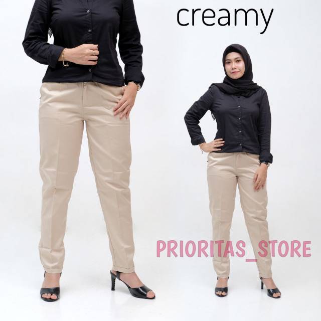 CELANA WANITA || BAGGY PANTS CREAM