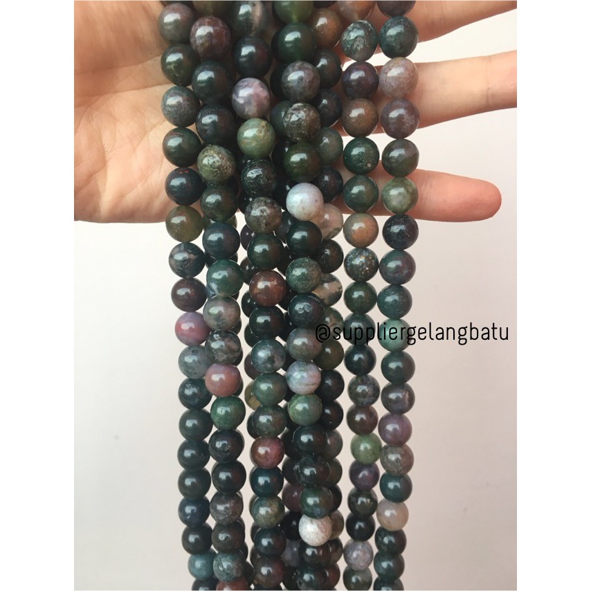 supplier bahan batu giok indian agate bacan 10mm akik natural hijau tangerang indonesia aksesoris