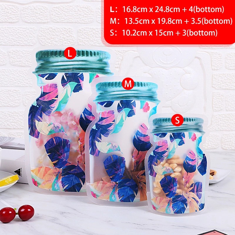 Kantong Penyimpanan Permen / Teh / Kacang Portable Anti Lembab Bentuk Toples Mason, Ada 3 Model