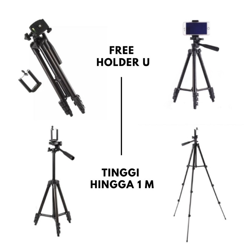 Tripod 3120A dan Kamera Universal Free Holder dan Tas Tripod 1 Meter / Tripod 3 in 1 Kamera HP Handphone / Tripod Vertikal horizontal / Tripod Multifungsi / Tripod Holder Stabilizer